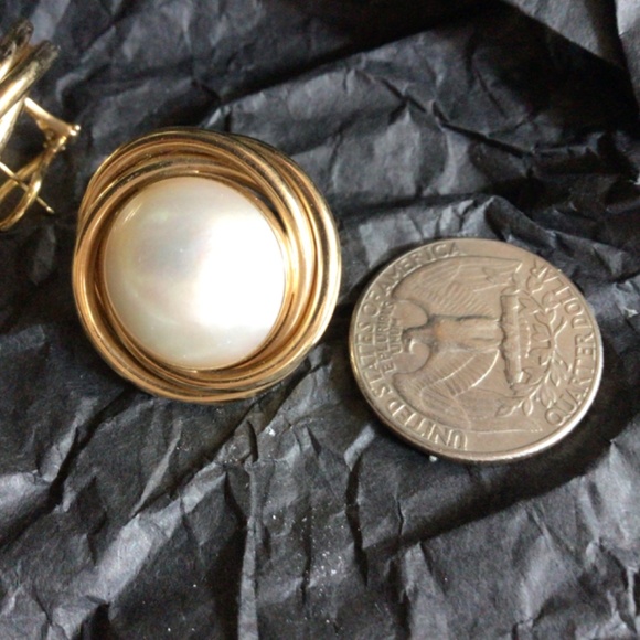 14K Mabe Pearl Earrings - Picture 2 of 7